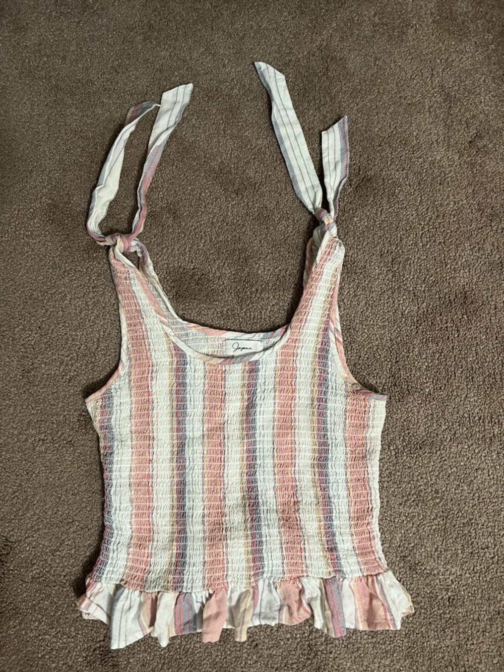 Japna ruched fabric tank top bottom ruffle cropped tie shoulder